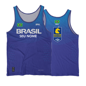 Regata Maratona Running Brasil (BOSTON) Proteção Uv Secagem Rápida Personalizada - Azul