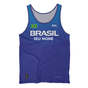Regata Maratona Running Brasil (BOSTON) Proteção Uv Secagem Rápida Personalizada - Azul