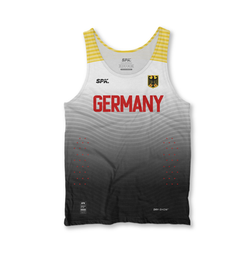 Camiseta Regata Corrida Maratona Atletismo Running Alemanha 2019 Proteção Uv - Branco/Preto