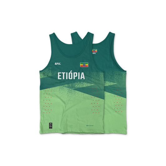 Camiseta Regata Corrida Maratona Atletismo Running Ethiopia 22 Proteção Uv - Verde