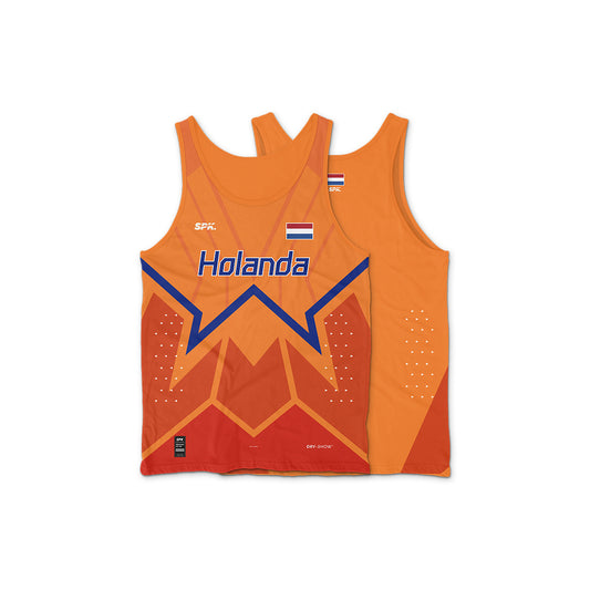 Camiseta Regata Corrida Maratona Atletismo Running Holanda 22 Proteção Uv - Laranja