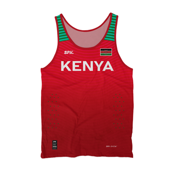 Camiseta Regata Corrida Maratona Atletismo Running Kenya Olymnpic 2018 Proteção Uv - Vermelho/Verde