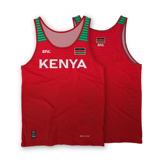 Camiseta Regata Corrida Maratona Atletismo Running Kenya Olymnpic 2018 Proteção Uv - Vermelho/Verde